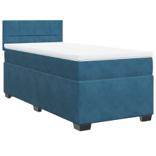 vidaXL sötétkék bársony rugós ágy matraccal 90 x 200 cm (3286226) ágy és ágykellék
