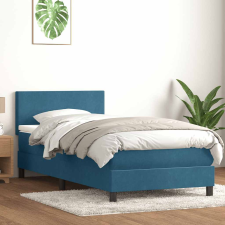 vidaXL sötétkék bársony rugós ágy matraccal 90x220 cm ágy és ágykellék