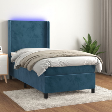 vidaXL sötétkék bársony rugós és LED-es ágy matraccal 100x200 cm ágy és ágykellék