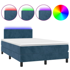 vidaXL sötétkék bársony rugós és LED-es ágy matraccal 120x190 cm ágy és ágykellék