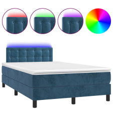 vidaXL sötétkék bársony rugós és LED-es ágy matraccal 120x200 cm (3134637) ágy és ágykellék