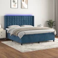 vidaXL sötétkék bársony rugós és LED-es ágy matraccal 160x200 cm ágy és ágykellék