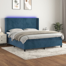 vidaXL sötétkék bársony rugós és LED-es ágy matraccal 180x200 cm ágy és ágykellék