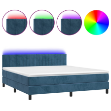 vidaXL sötétkék bársony rugós és LED-es ágy matraccal 180x200 cm (3134541) bútor