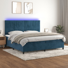 vidaXL sötétkék bársony rugós és LED-es ágy matraccal 200x200 cm ágy és ágykellék