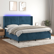 vidaXL sötétkék bársony rugós és LED-es ágy matraccal 200x200 cm ágy és ágykellék