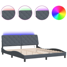 vidaXL sötétszürke bársony ágykeret LED-világítással 180 x 200 cm (3213868) ágy és ágykellék