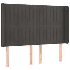 vidaXL sötétszürke bársony fejtámla szárnyakkal 147x16x118/128 cm (3119867) ágy és ágykellék