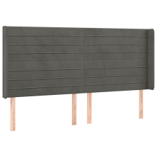vidaXL sötétszürke bársony fejtámla szárnyakkal 183x16x118/128 cm (3119781) ágy és ágykellék