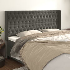 vidaXL sötétszürke bársony fejtámla szárnyakkal 203x16x118/128 cm ágy és ágykellék
