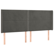 vidaXL sötétszürke bársony fejtámla szárnyakkal 203x16x118/128 cm (3119507) ágy és ágykellék