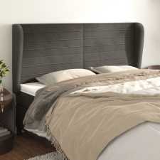 vidaXL sötétszürke bársony fejtámla szárnyakkal 203x23x118/128 cm ágy és ágykellék