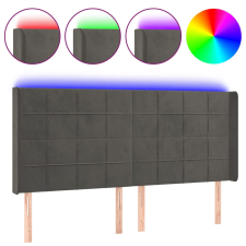 vidaXL sötétszürke bársony LED-es fejtámla 163x16x118/128 cm (3124103) ágy és ágykellék