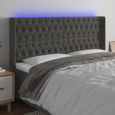 vidaXL sötétszürke bársony LED-es fejtámla 203x16x118/128 cm ágy és ágykellék