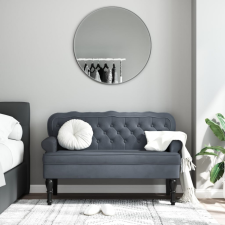 vidaXL sötétszürke bársony pad háttámlával 119,5 x 64,5 x 75 cm bútor