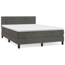 vidaXL sötétszürke bársony rugós ágy matraccal 140x190 cm (3141360) ágy és ágykellék