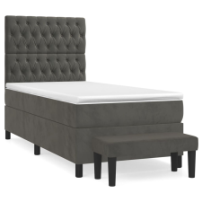 vidaXL sötétszürke bársony rugós ágy matraccal 90 x 200 cm (3138002) ágy és ágykellék