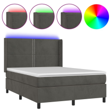 vidaXL sötétszürke bársony rugós és LED-es ágy matraccal 140x190 cm (3139500) ágy és ágykellék