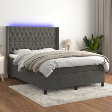 vidaXL sötétszürke bársony rugós és LED-es ágy matraccal 140x200 cm ágy és ágykellék