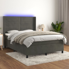 vidaXL sötétszürke bársony rugós és LED-es ágy matraccal 140x200 cm bútor