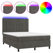 vidaXL sötétszürke bársony rugós és LED-es ágy matraccal 140x200 cm (3136126) ágy és ágykellék