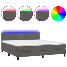 vidaXL sötétszürke bársony rugós és LED-es ágy matraccal 160x200 cm (3134352) ágy és ágykellék