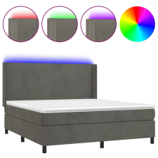vidaXL sötétszürke bársony rugós és LED-es ágy matraccal 160x200 cm (3139452) ágy és ágykellék