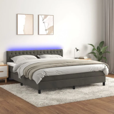 vidaXL sötétszürke bársony rugós és LED-es ágy matraccal 180x200 cm ágy és ágykellék