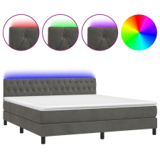 vidaXL sötétszürke bársony rugós és LED-es ágy matraccal 180x200 cm (3134598) ágy és ágykellék