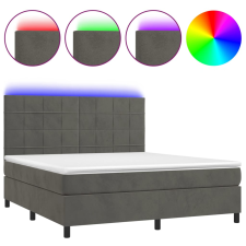 vidaXL sötétszürke bársony rugós és LED-es ágy matraccal 180x200 cm (3136138) ágy és ágykellék