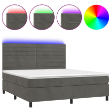 vidaXL sötétszürke bársony rugós és LED-es ágy matraccal 180x200 cm (3136198) ágy és ágykellék