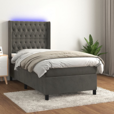 vidaXL sötétszürke bársony rugós és LED-es ágy matraccal 90x200 cm ágy és ágykellék