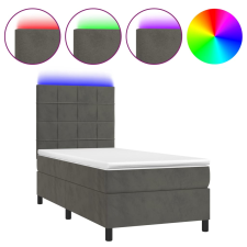 vidaXL sötétszürke bársony rugós és LED-es ágy matraccal 90x200 cm (3136102) ágy és ágykellék