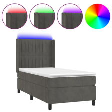 vidaXL sötétszürke bársony rugós és LED-es ágy matraccal 90x200 cm (3139662) ágy és ágykellék