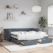 vidaXL sötétszürke kihúzható bársony heverő fiókkal 90 x 190 cm ágy és ágykellék