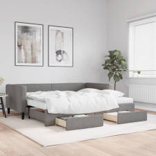 vidaXL sötétszürke kihúzható szövet heverő fiókkal 90 x 190 cm ágy és ágykellék