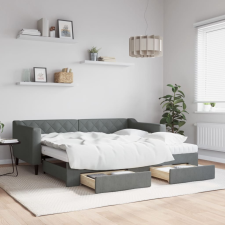 vidaXL sötétszürke kihúzható szövet heverő fiókkal 90 x 190 cm ágy és ágykellék