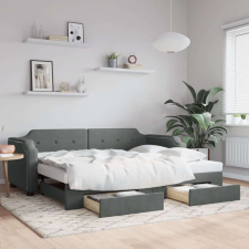 vidaXL sötétszürke kihúzható szövet heverő fiókkal 90 x 190 cm ágy és ágykellék