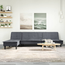 vidaXL sötétszürke L-alakú bársony kanapéágy 255x140x70 cm bútor