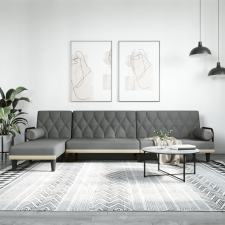 vidaXL sötétszürke L-alakú bársony kanapéágy 260x140x70 cm bútor