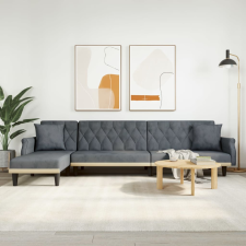 vidaXL sötétszürke L-alakú bársony kanapéágy 271x140x70 cm bútor