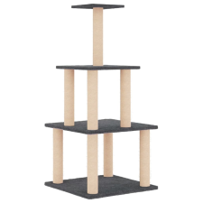 vidaXL sötétszürke macskabútor szizál kaparófákkal 111 cm (171734) macskafelszerelés