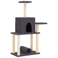 vidaXL sötétszürke macskabútor szizál kaparófákkal 122 cm (172090) macskabútor