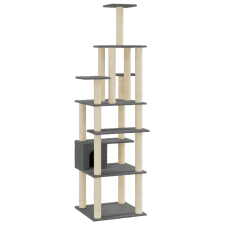 vidaXL sötétszürke macskabútor szizál kaparófákkal 183 cm (171484) macskafelszerelés