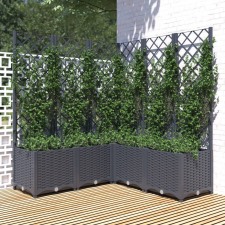vidaXL sötétszürke PP rácsos kerti ültetőláda 120 x 120 x 136 cm kerti dekoráció