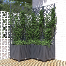 vidaXL sötétszürke PP rácsos kerti ültetőláda 80 x 80 x 136 cm kerti tárolás