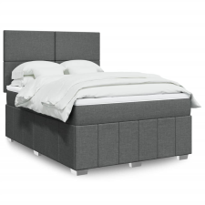 vidaXL sötétszürke szövet rugós ágy matraccal 140 x 190 cm ágy és ágykellék