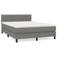 vidaXL sötétszürke szövet rugós ágy matraccal 140 x 190 cm (3140130) ágy és ágykellék