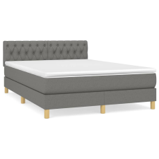 vidaXL sötétszürke szövet rugós ágy matraccal 140 x 190 cm (3140850) ágy és ágykellék