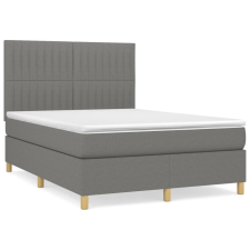 vidaXL sötétszürke szövet rugós ágy matraccal 140 x 190 cm (3142490) ágy és ágykellék